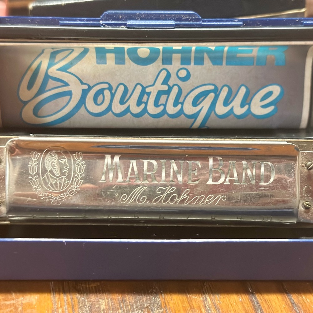 Vintage M Hohner Marine Band Harmonica No.1896 with Box
